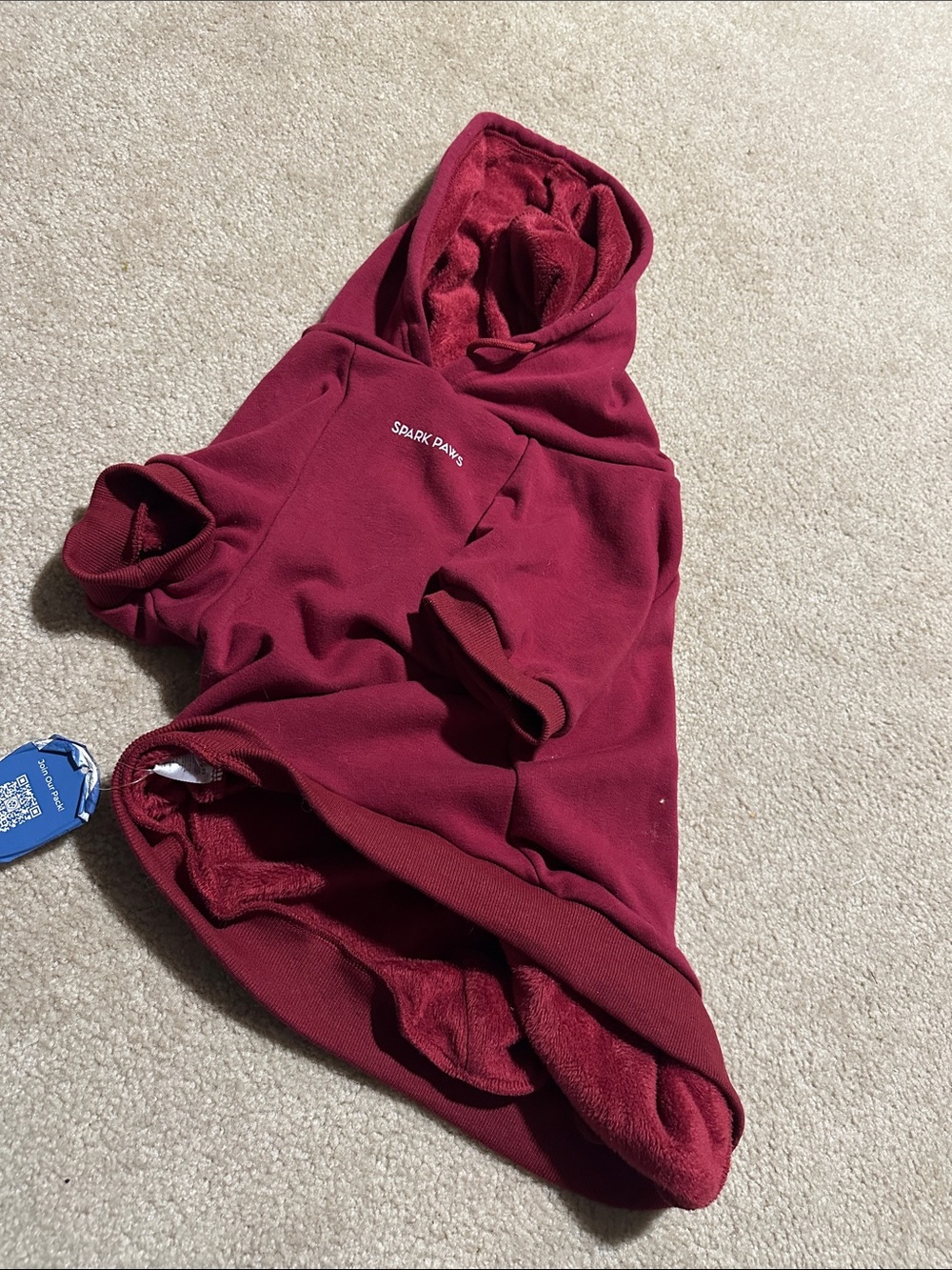 Spark Paws Maroon Fleece Dog Hoodie